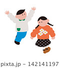 ジャンプして楽しんでいる子ども達のイラスト素材 142141197