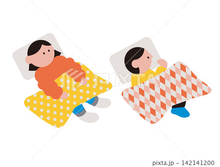 布団で眠っている子ども達のイラスト素材 布団で眠っている子ども達のイラスト素材 142141200