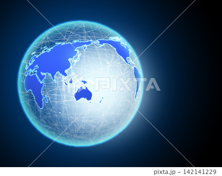 ネットワーク線と世界地図 142141229