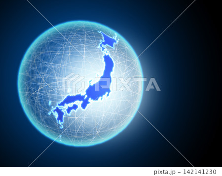ネットワーク線と日本地図 ネットワーク線と日本地図 142141230