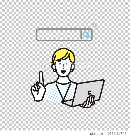 Simple illustration: A business person using a computer to search the internet (vector illustration) Simple illustration: A business person using a computer to search the internet (vector illustration) 142141743
