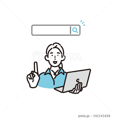 シンプル イラスト パソコンでインターネット検索をするビジネスパーソン ベクターイラスト シンプル イラスト パソコンでインターネット検索をするビジネスパーソン ベクターイラスト 142141838