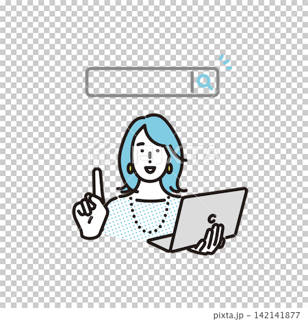 Simple illustration: A business person using a computer to search the internet (vector illustration) Simple illustration: A business person using a computer to search the internet (vector illustration) 142141877