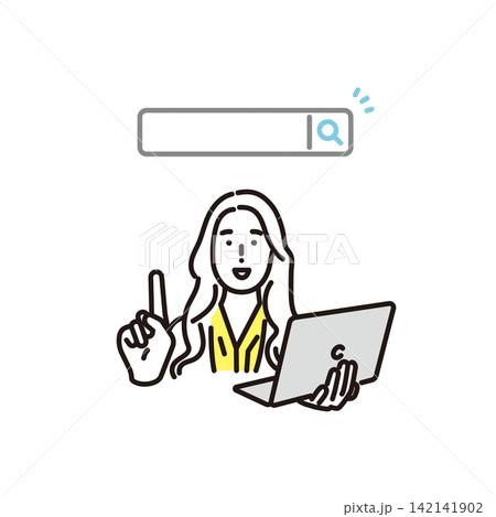 シンプル イラスト パソコンでインターネット検索をするビジネスパーソン ベクターイラスト シンプル イラスト パソコンでインターネット検索をするビジネスパーソン ベクターイラスト 142141902