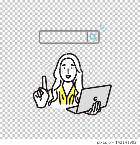 シンプル イラスト パソコンでインターネット検索をするビジネスパーソン ベクターイラスト シンプル イラスト パソコンでインターネット検索をするビジネスパーソン ベクターイラスト 142141902