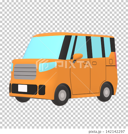 汽車插畫素材:風格化的小型高頂旅行車,橘色(1_2) 汽車插畫素材:風格化的小型高頂旅行車,橘色(1_2) 142142297
