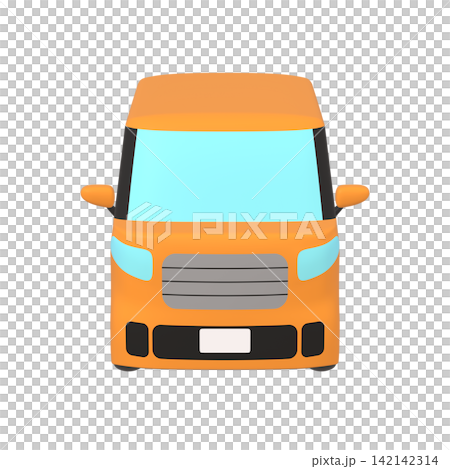 Car illustration material: stylized, small tall wagon, orange (1_b) Car illustration material: stylized, small tall wagon, orange (1_b) 142142314