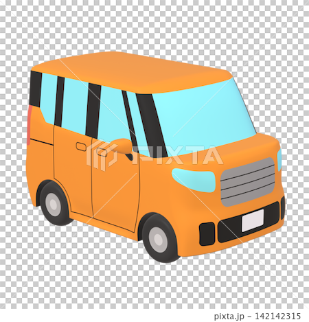 Car illustration material: stylized, small tall wagon, orange (1_c) Car illustration material: stylized, small tall wagon, orange (1_c) 142142315