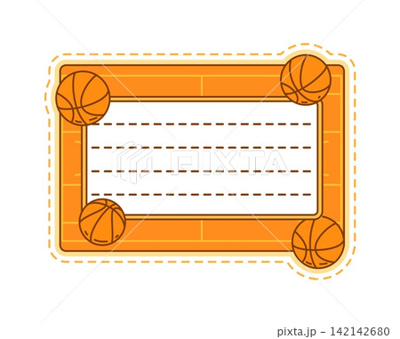 Basketball memo note frame for message sticker or task plan or to do list template. Kids memo note with basketball balls and sport game field frames for adhesive post or daily agenda planner 142142680