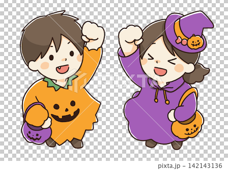 Illustration of kids enjoying Halloween costumes Illustration of kids enjoying Halloween costumes 142143136
