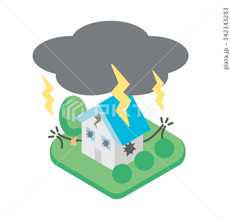 落雷 雷 自然災害 住宅 アイソメトリック イラスト 被害 停電 漏電 断線 防災 デザイン素材 落雷 雷 自然災害 住宅 アイソメトリック イラスト 被害 停電 漏電 断線 防災 デザイン素材 142143283
