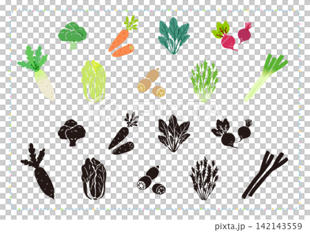 可愛的冬季蔬菜插畫集 142143559