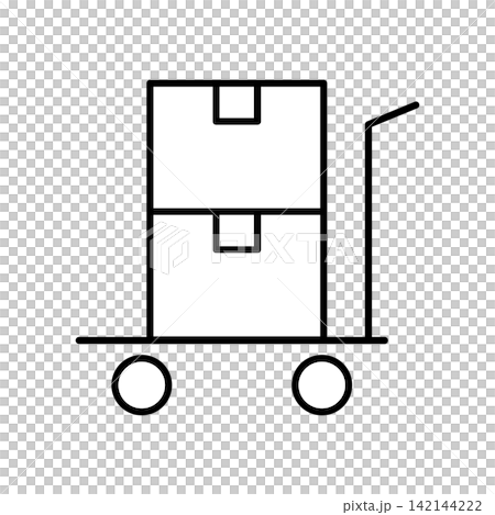 Icon of cardboard boxes loaded on a trolley Icon of cardboard boxes loaded on a trolley 142144222