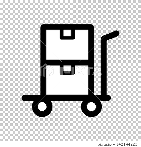 Icon of cardboard boxes loaded on a trolley Icon of cardboard boxes loaded on a trolley 142144223