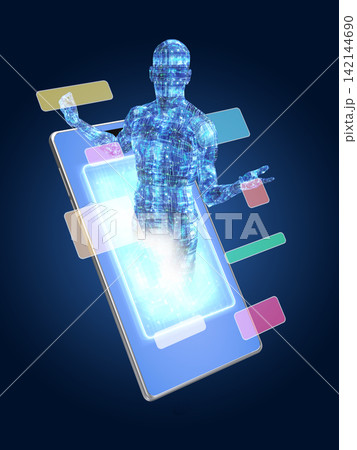 スマホ画面の立体インフォメーション 142144690