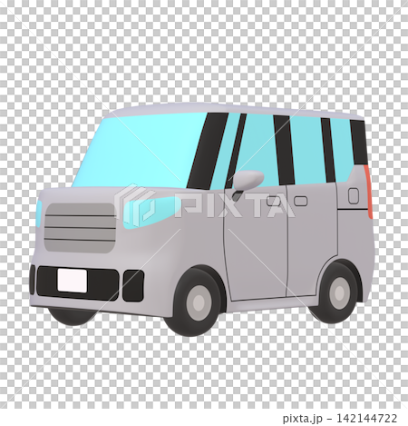 Car illustration material: stylized, small tall wagon, gray (1_2) Car illustration material: stylized, small tall wagon, gray (1_2) 142144722