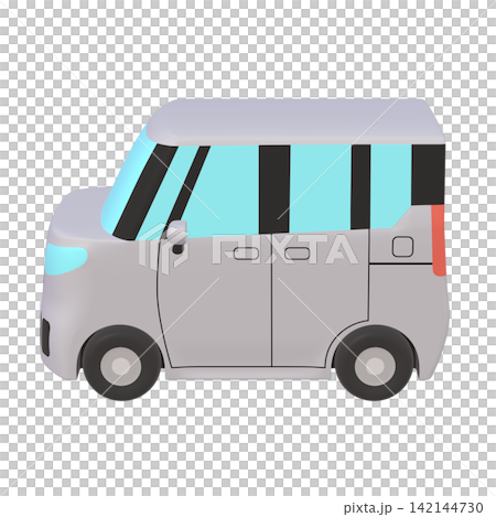 Car illustration material: stylized, small tall wagon, gray (1_9) Car illustration material: stylized, small tall wagon, gray (1_9) 142144730