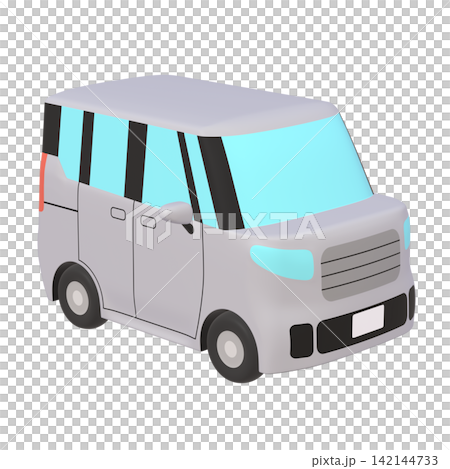 Car illustration material: stylized, small tall wagon, gray (1_c) Car illustration material: stylized, small tall wagon, gray (1_c) 142144733