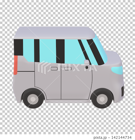 Car illustration material: stylized, small tall wagon, gray (1_d) Car illustration material: stylized, small tall wagon, gray (1_d) 142144734