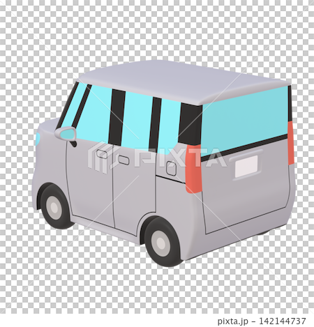 Car illustration material: stylized, small tall wagon, gray (1_g) Car illustration material: stylized, small tall wagon, gray (1_g) 142144737