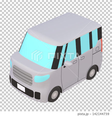 Car illustration material: stylized, small tall wagon, gray (1_i) Car illustration material: stylized, small tall wagon, gray (1_i) 142144739