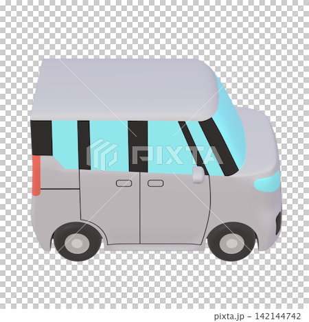 Car illustration material: stylized, small tall wagon, gray (1_l) Car illustration material: stylized, small tall wagon, gray (1_l) 142144742