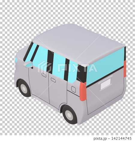 Car illustration material: stylized, small tall wagon, gray (1_o) Car illustration material: stylized, small tall wagon, gray (1_o) 142144745