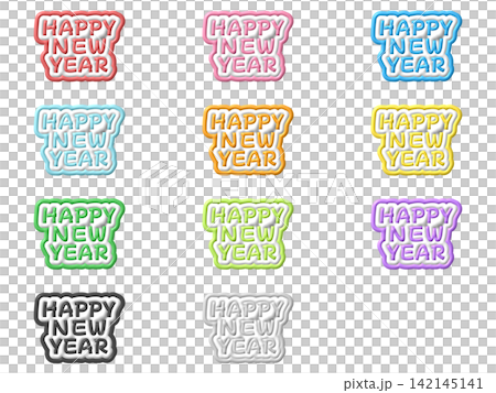 HAPPY NEW YEAR 3D lettering set in 11 colors HAPPY NEW YEAR 3D lettering set in 11 colors 142145141