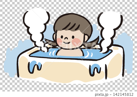 女孩洗澡的插圖 | 兒童洗澡時間,浴室 女孩洗澡的插圖 | 兒童洗澡時間,浴室 142145812