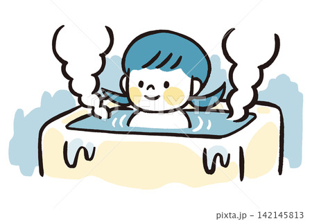 お風呂に入る女の子のイラスト(3色)|子どもの入浴・バスタイム・浴室 お風呂に入る女の子のイラスト(3色)|子どもの入浴・バスタイム・浴室 142145813