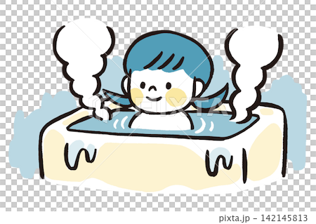 お風呂に入る女の子のイラスト(3色)|子どもの入浴・バスタイム・浴室 お風呂に入る女の子のイラスト(3色)|子どもの入浴・バスタイム・浴室 142145813