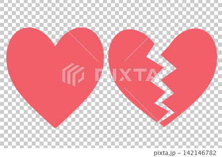 Heart Icon Set: Regular & Broken Heart, Simple, Flat, Pink Heart Icon Set: Regular & Broken Heart, Simple, Flat, Pink 142146782