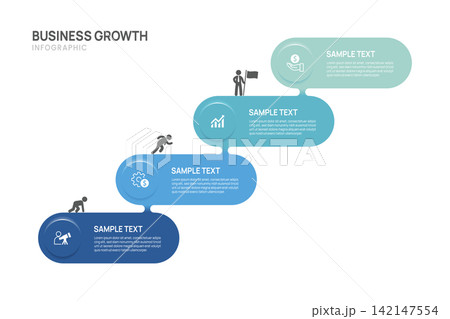 Business Infographic Timeline Template with 4 Step process, label and circle design for business and presentation Vector Illustration. Business Infographic Timeline Template with 4 Step process, label and circle design for business and presentation Vector Illustration. 142147554