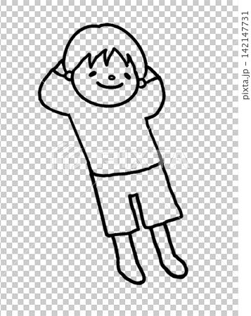 ゴロンとすやすやお昼寝するカワイイ男の子 142147731
