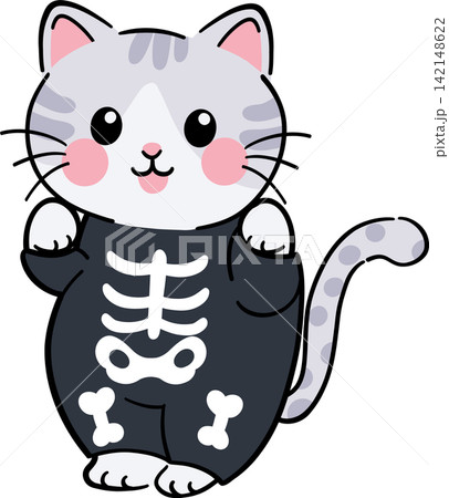 Halloween Cat Cute Flat Design Illustration 142148622
