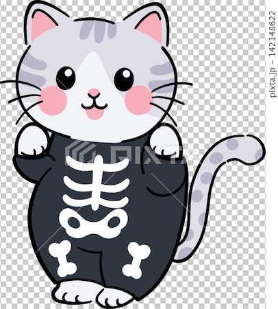 Halloween Cat Cute Flat Design Illustration 142148622