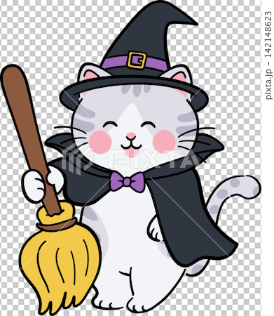 Halloween Cat Cartoon Flat Design Character Halloween Cat Cartoon Flat Design Character 142148623