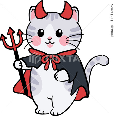 Halloween Cat Cute Cartoon with Pumpkin Halloween Cat Cute Cartoon with Pumpkin 142148625