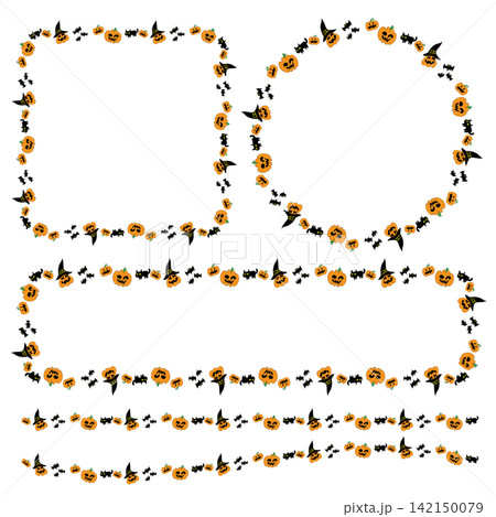 Boarder Line Hand Drawn Halloween Doodle Icon Collection 142150079