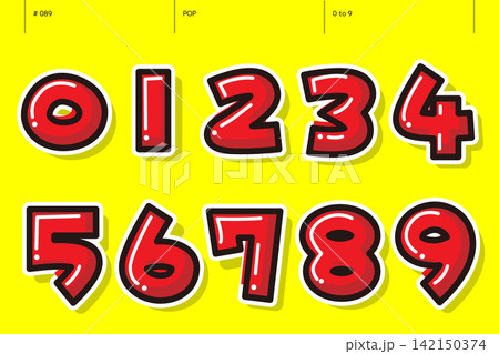 POPの0から9までの数字のセット_089 POPの0から9までの数字のセット_089 142150374