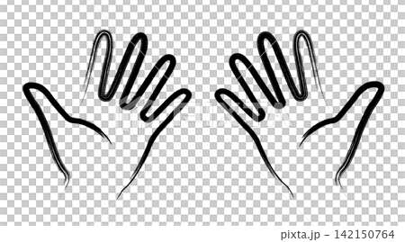 A hand-drawn style illustration of both hands making the "paper" gesture in rock-paper-scissors. A hand-drawn style illustration of both hands making the "paper" gesture in rock-paper-scissors. 142150764