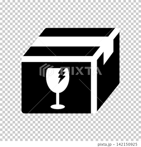 Icon of a cardboard box with a "Fragile" mark printed on it. Icon of a cardboard box with a "Fragile" mark printed on it. 142150925