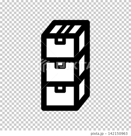 Icon of three cardboard boxes stacked vertically Icon of three cardboard boxes stacked vertically 142150963
