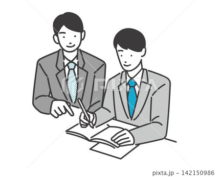 個別指導で勉強を教えてもらう学生のベクターイラスト素材/制服/高校生/中学生 個別指導で勉強を教えてもらう学生のベクターイラスト素材/制服/高校生/中学生 142150986