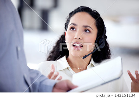 Customer support, training and business woman with headset for help, advice or assistance in call center office. Contact us, telemarketing and female intern for CRM service, consulting or helpdesk Customer support, training and business woman with headset for help, advice or assistance in call center office. Contact us, telemarketing and female intern for CRM service, consulting or helpdesk 142151134
