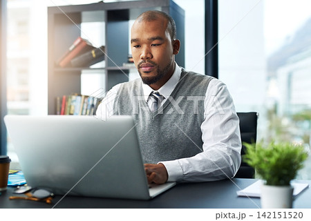 Laptop, search and African businessman in office for planning, consulting and writing online feedback, review or b2b networking. Pc, typing or administration officer checking startup financial report Laptop, search and African businessman in office for planning, consulting and writing online feedback, review or b2b networking. Pc, typing or administration officer checking startup financial report 142151520