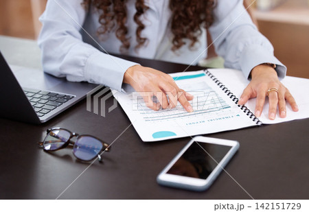 Business, hands and accountant with paperwork at desk for financial report, bookkeeping and reading in office. Document, auditor and woman with budget, balance or cpa review data for tax revenue info Business, hands and accountant with paperwork at desk for financial report, bookkeeping and reading in office. Document, auditor and woman with budget, balance or cpa review data for tax revenue info 142151729