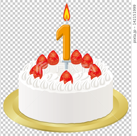 為一歲寶寶準備的白色鮮奶油生日蛋糕 142151999