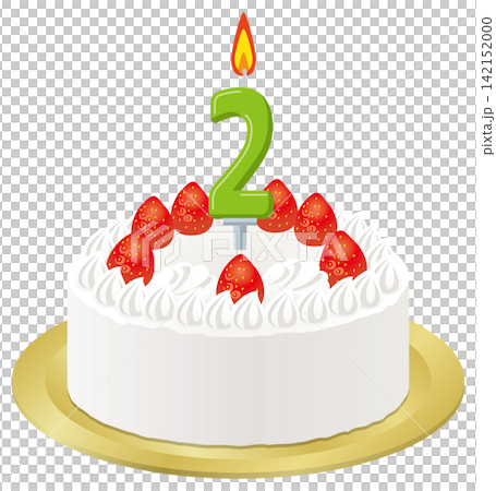 2歲孩子準備的白色鮮奶油生日蛋糕 142152000