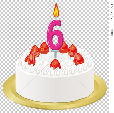 為6歲孩子準備的白色鮮奶油生日蛋糕 142152004